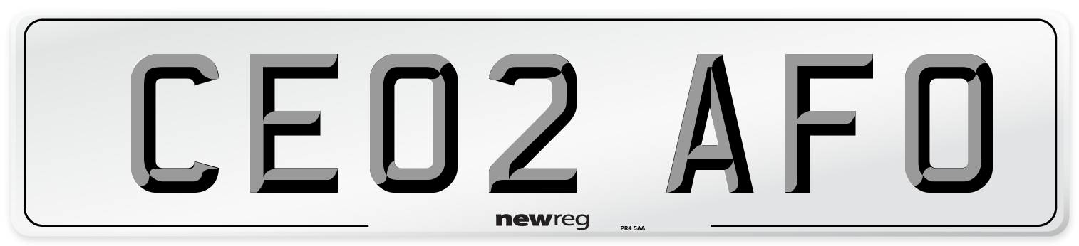 CE02 AFO Number Plate from New Reg